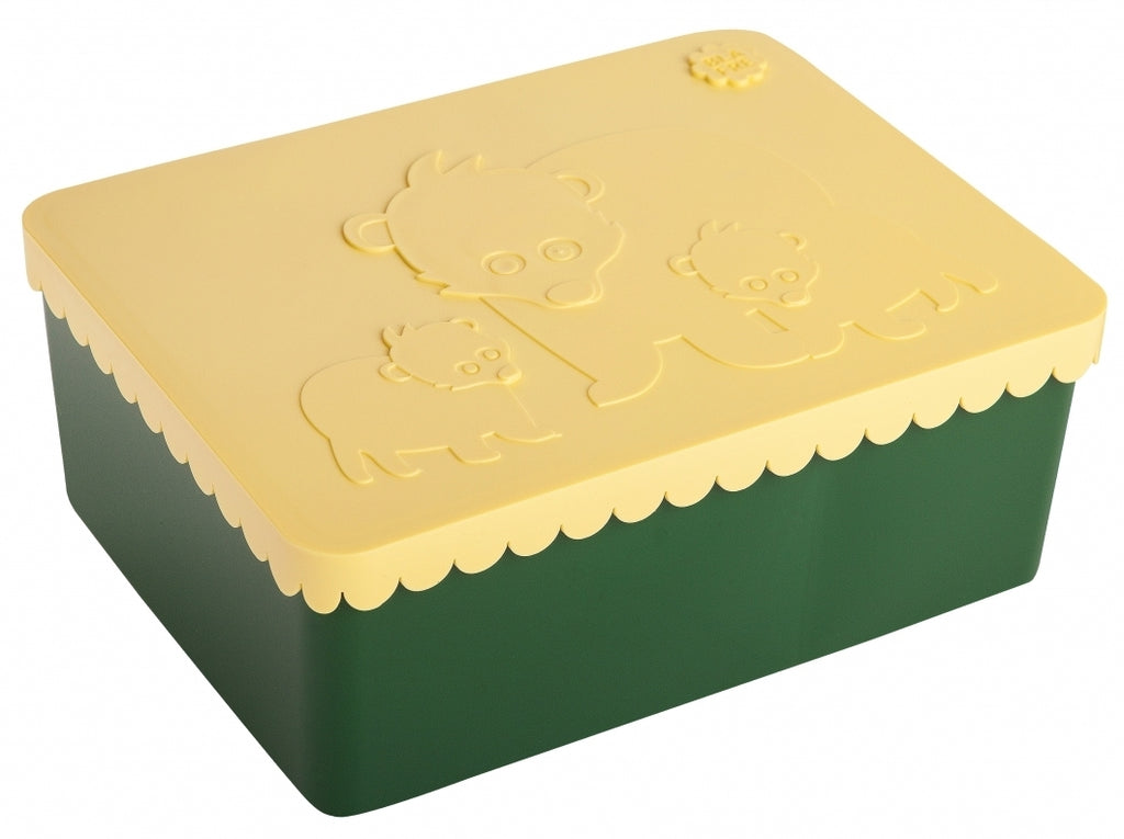 BLAFRE lunch box polar bear dark green soft yellow