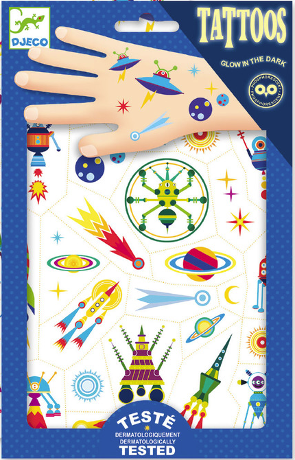 DJECO glow in the dark tattoos Space Oddity