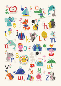 Petit Monkey alphabet poster apple - zebra 50 x 70 cm EN