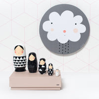 Petit Monkey nesting dolls black and white