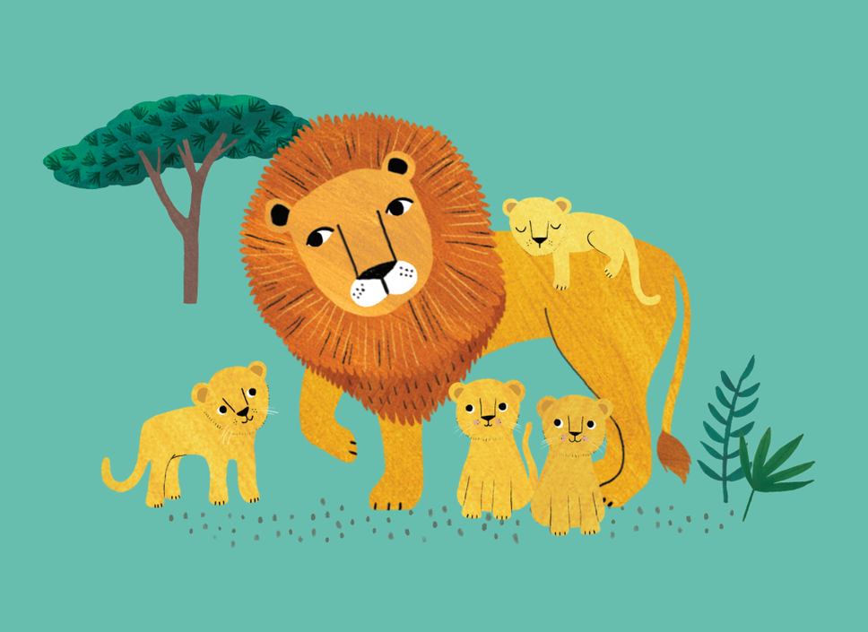 Petit Monkey postcard Lion and cubs