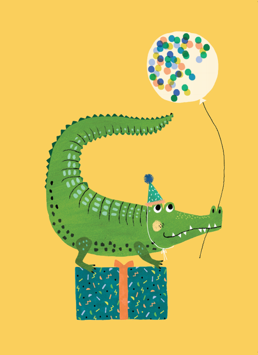 Petit Monkey postcard Party crocodile