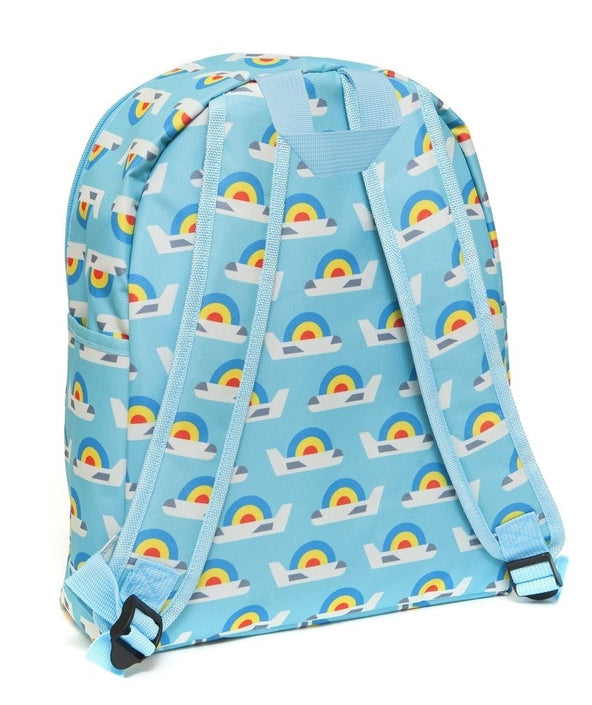 Petit Monkey children's backpack airplanes blue