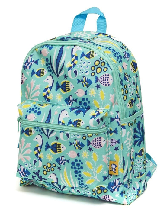 Petit Monkey children's backpack under the sea green
