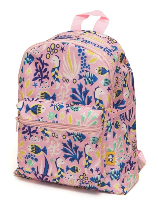 Petit Monkey children's backpack under the sea pink