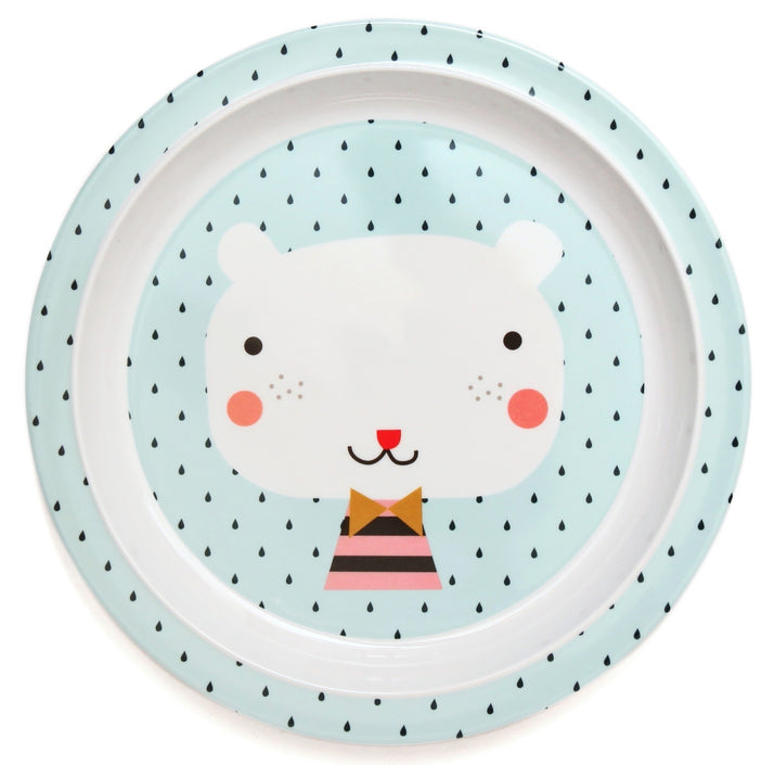 Petit Monkey melamine plate Bear drops rim