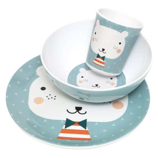 Petit Monkey melamine plate bear triangles
