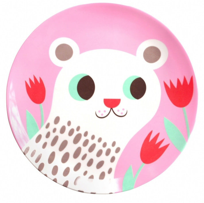 Petit Monkey melamine plate polar bear rose