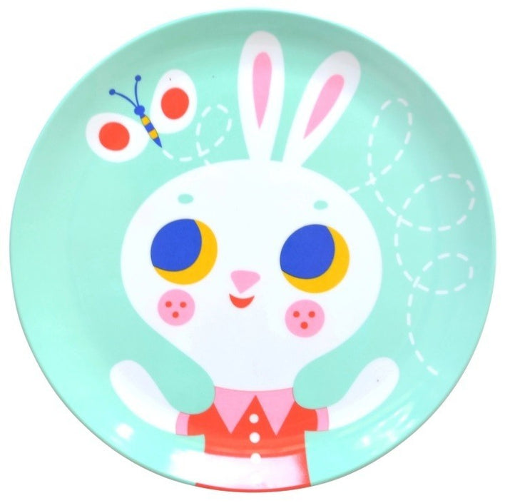 Petit Monkey melamine plate rabbit mint