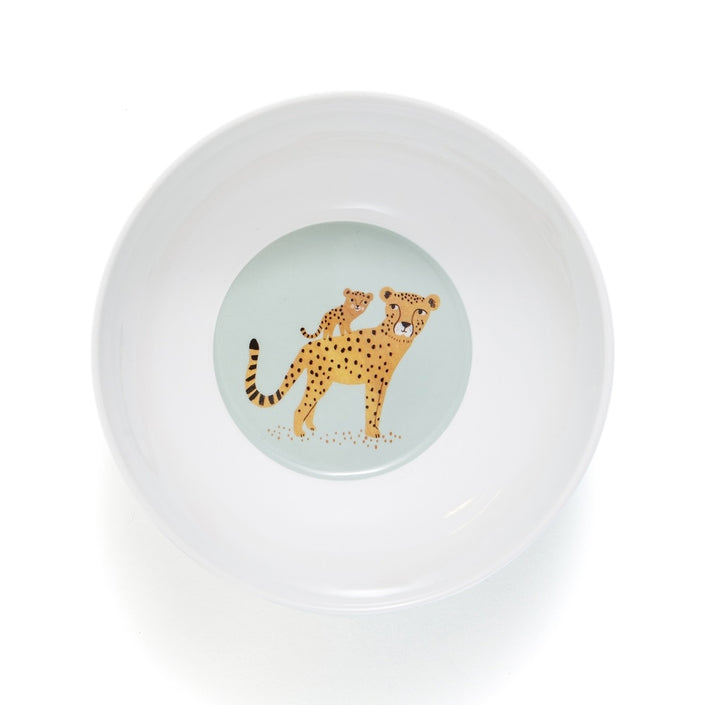 Petit Monkey melamine bowl leopard aqua