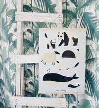 Petit Monkey poster B&W animals green 50 x 70 cm