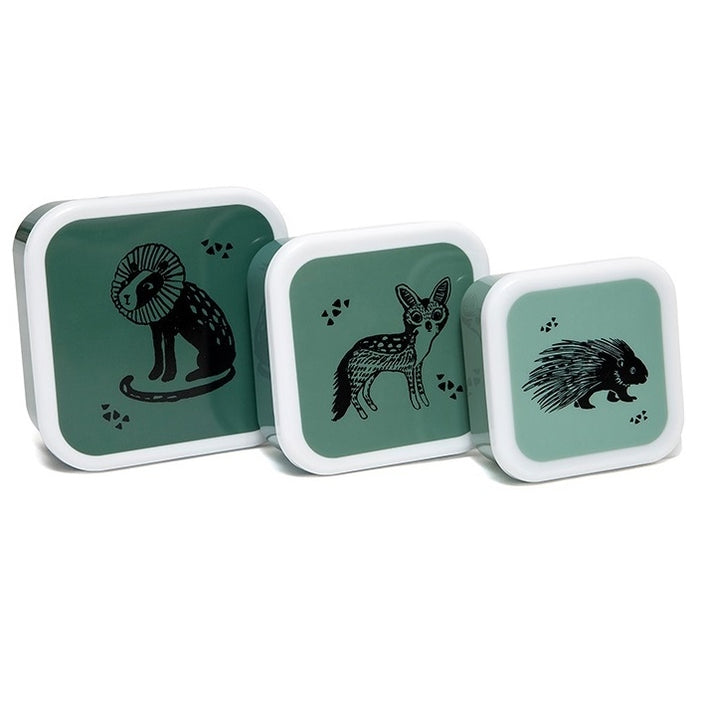 Petit Monkey snack box set Black animals sage 12 x 12 cm