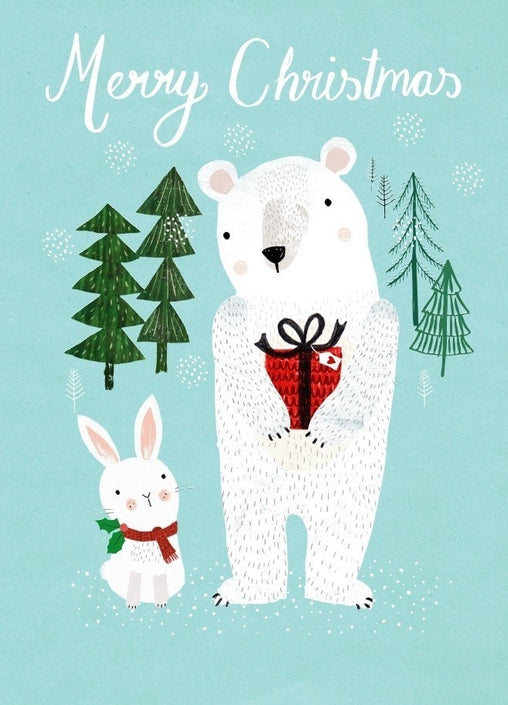 Petit Monkey postcard x-mas polar bear