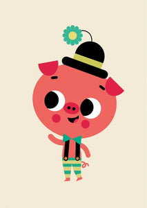 Petit Monkey postcard pig