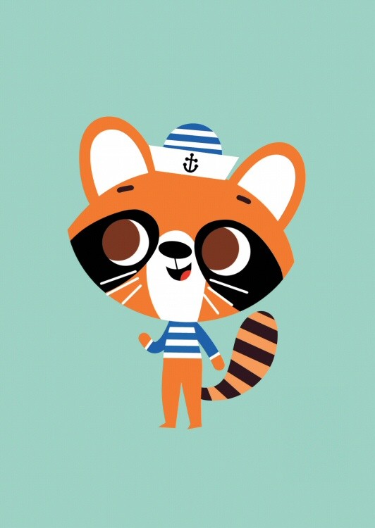 Petit Monkey postcard raccoon